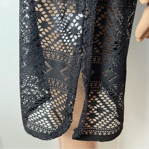 New Anne Cole Black Lace Crochet Cinch Waist Swimsuit Coverup - Picture 9 of 12